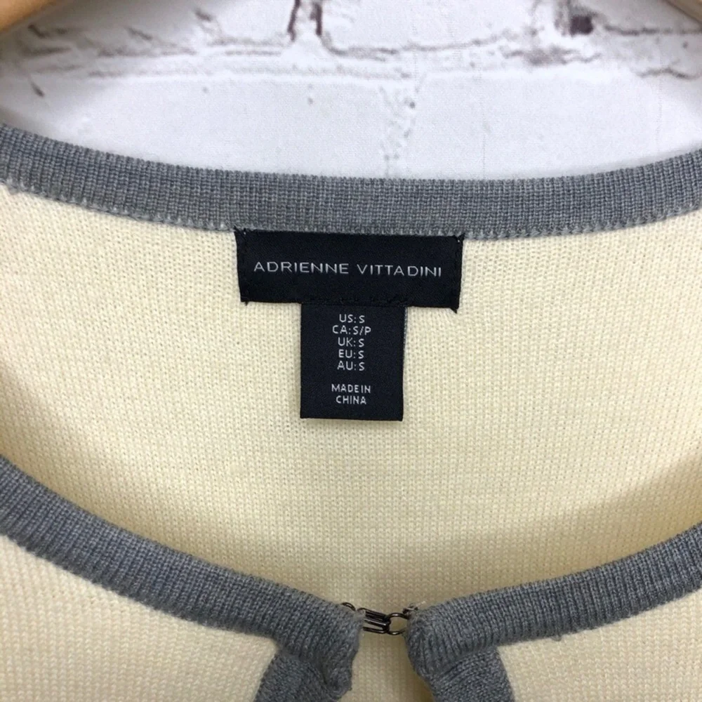 Adrienne Vittadini Open Front Striped Cardigan Size Small Gray Coatigan - Picture 8 of 9